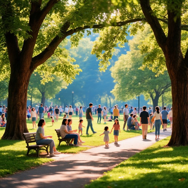 A Park Scene With People Enjoying A Sunny Day Park Outdoor