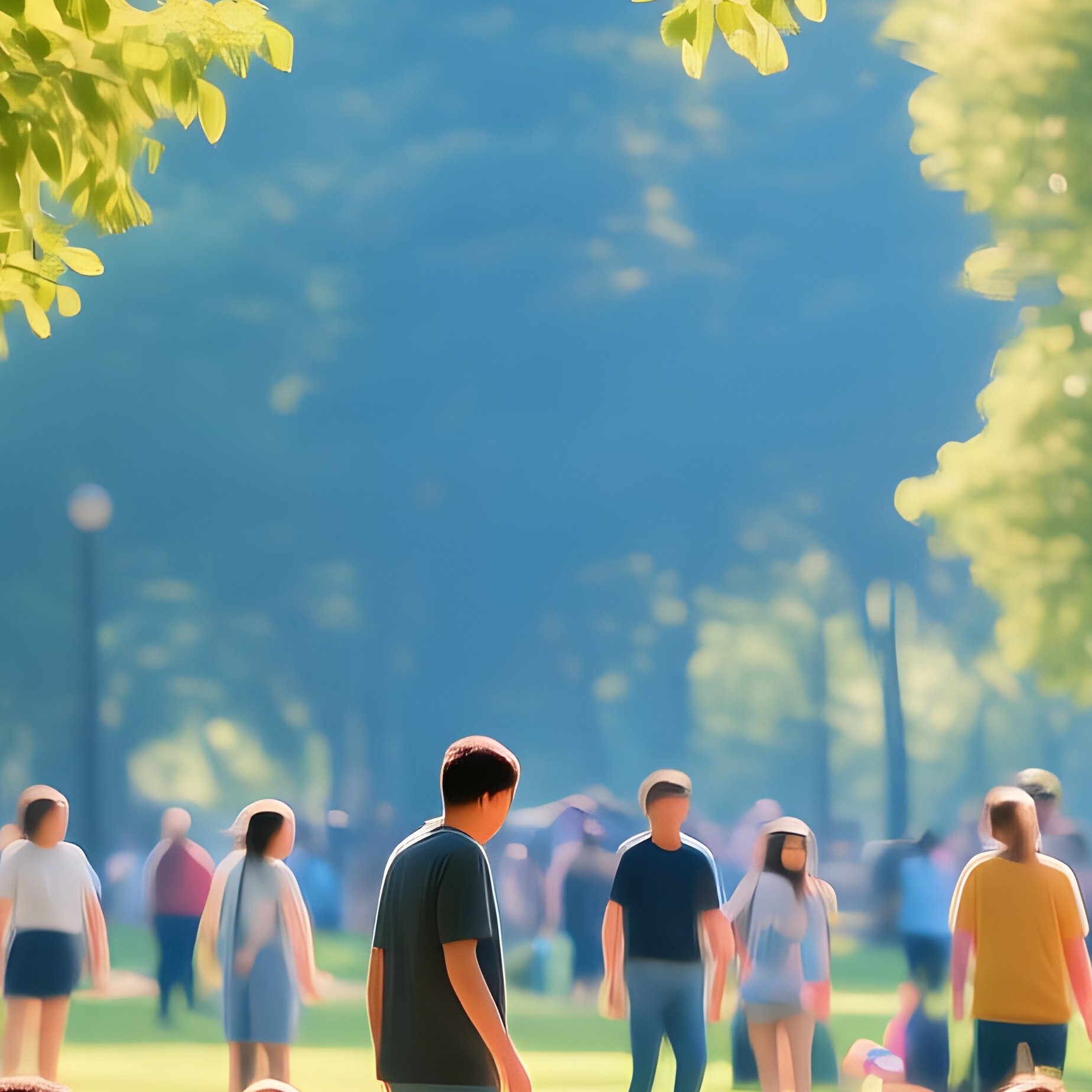 A Park Scene With People Enjoying A Sunny Day Park Outdoor - Full Resolution Quality Preview