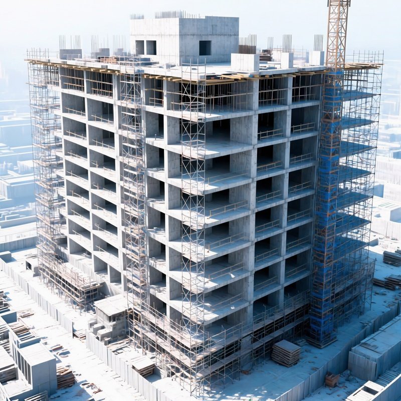 A Partially Built Apartment Complex Surrounded By Scaffolding