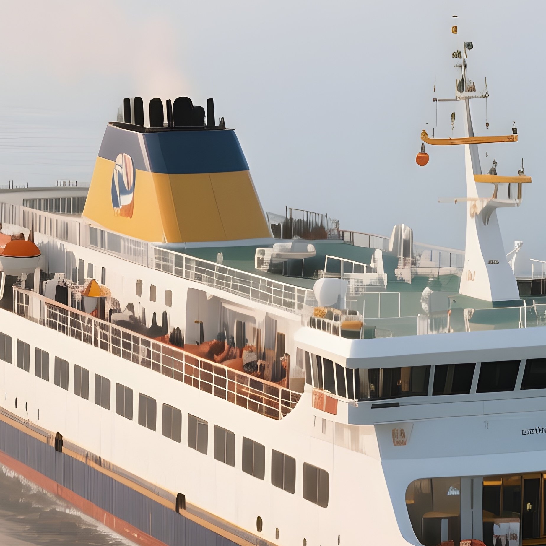 A Passenger Ferry Drifting Across A Wide Estuary - Full Resolution Quality Preview