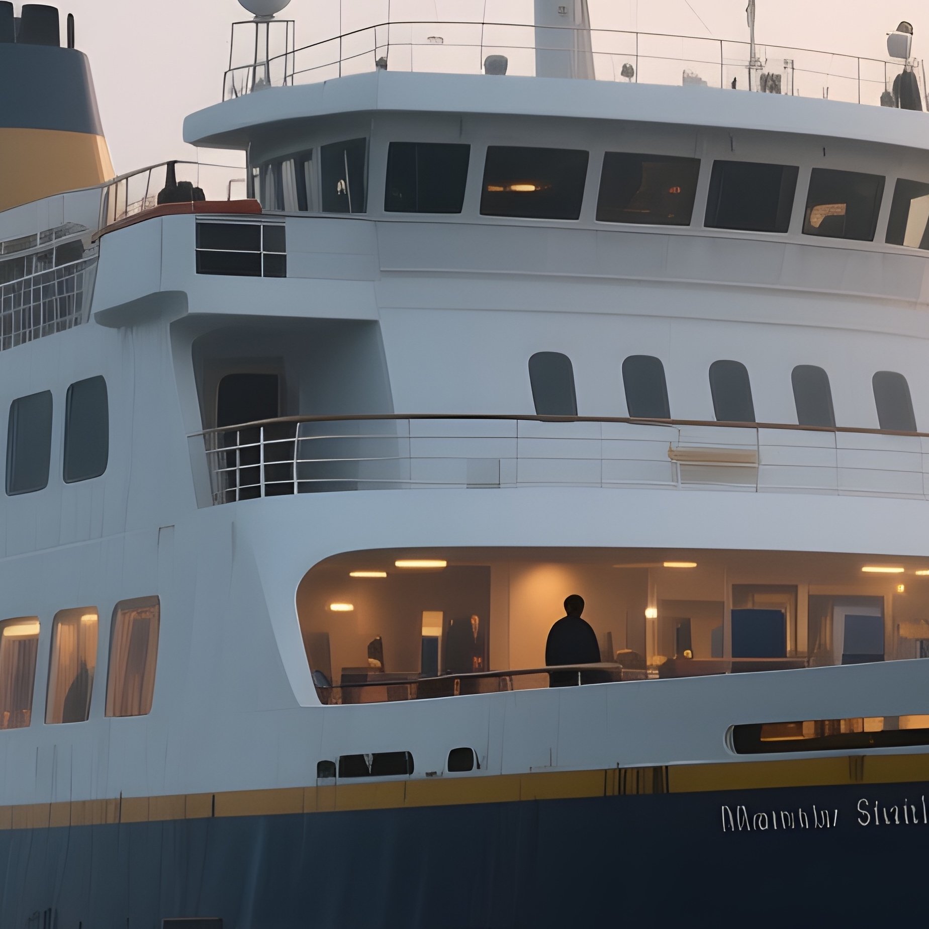 A Passenger Ferry Drifting Through A Light Evening Mist - Full Resolution Quality Preview