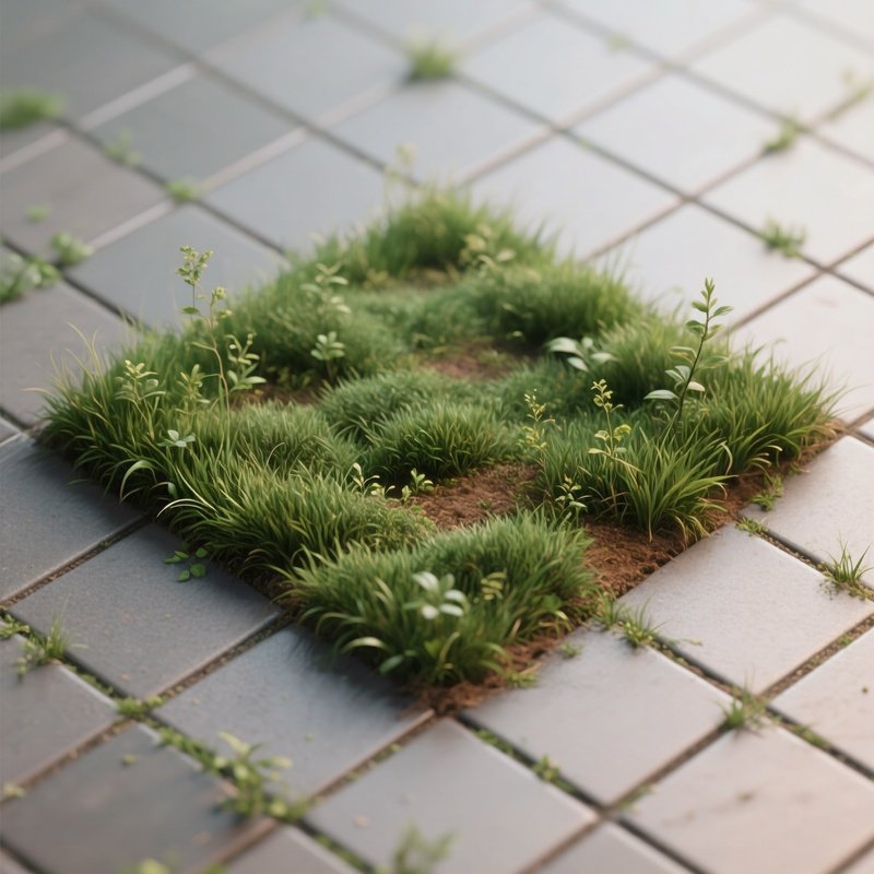 A Patch Of Grass On A Tiled Surface Grass Digital Rendering