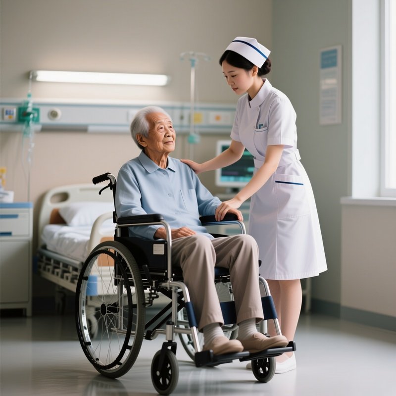 A Patient Being Helped Into A Wheelchair By A Nurse