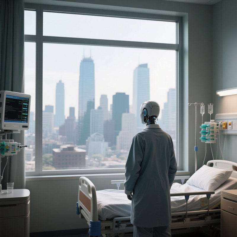 A Patient Observing The City Skyline From A Hospital Window