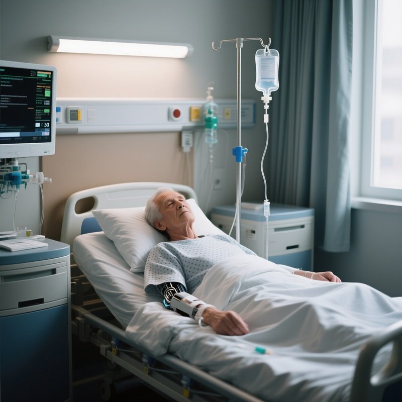 A Patient Receiving Iv Fluids In A Semi Private Room