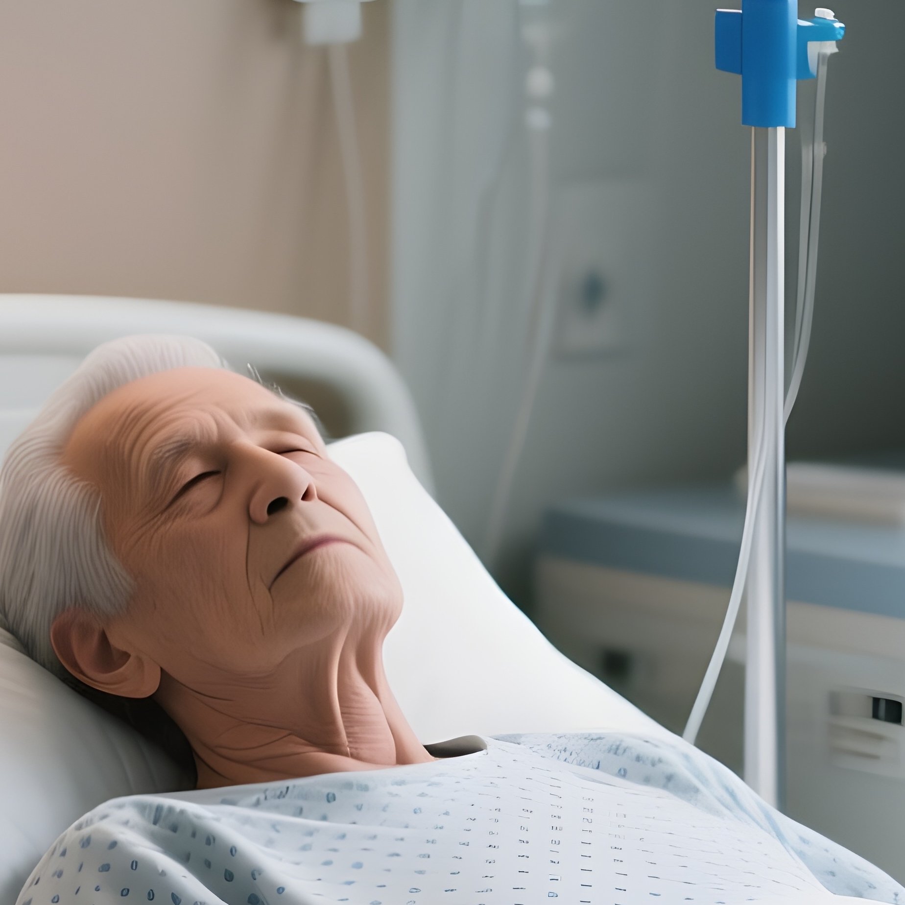 A Patient Receiving Iv Fluids In A Semi Private Room - Full Resolution Quality Preview