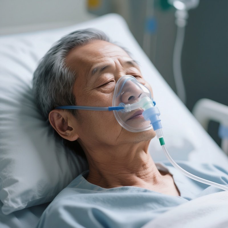 A Patient Receiving Oxygen Through A Nasal Cannula