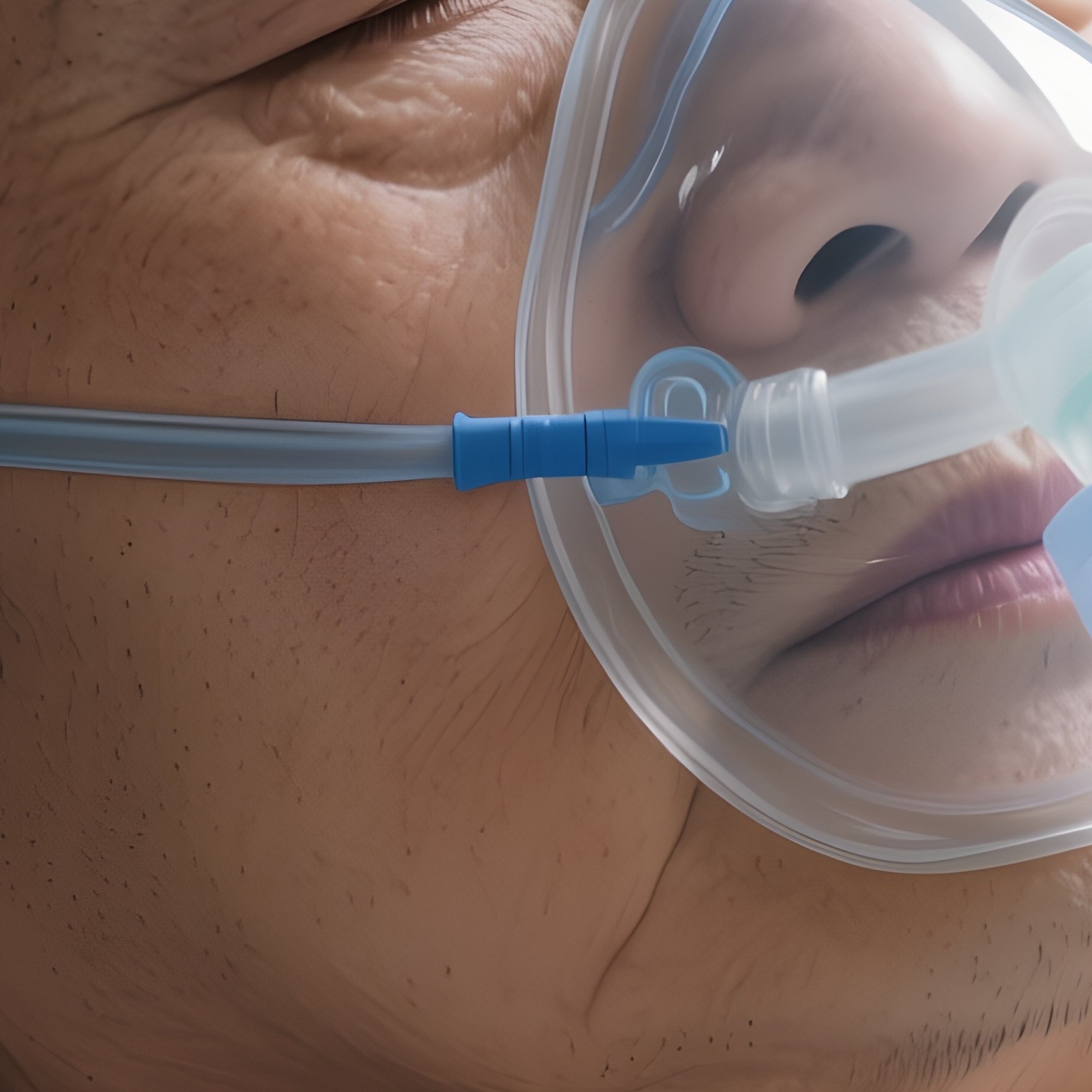 A Patient Receiving Oxygen Through A Nasal Cannula - Full Resolution Quality Preview