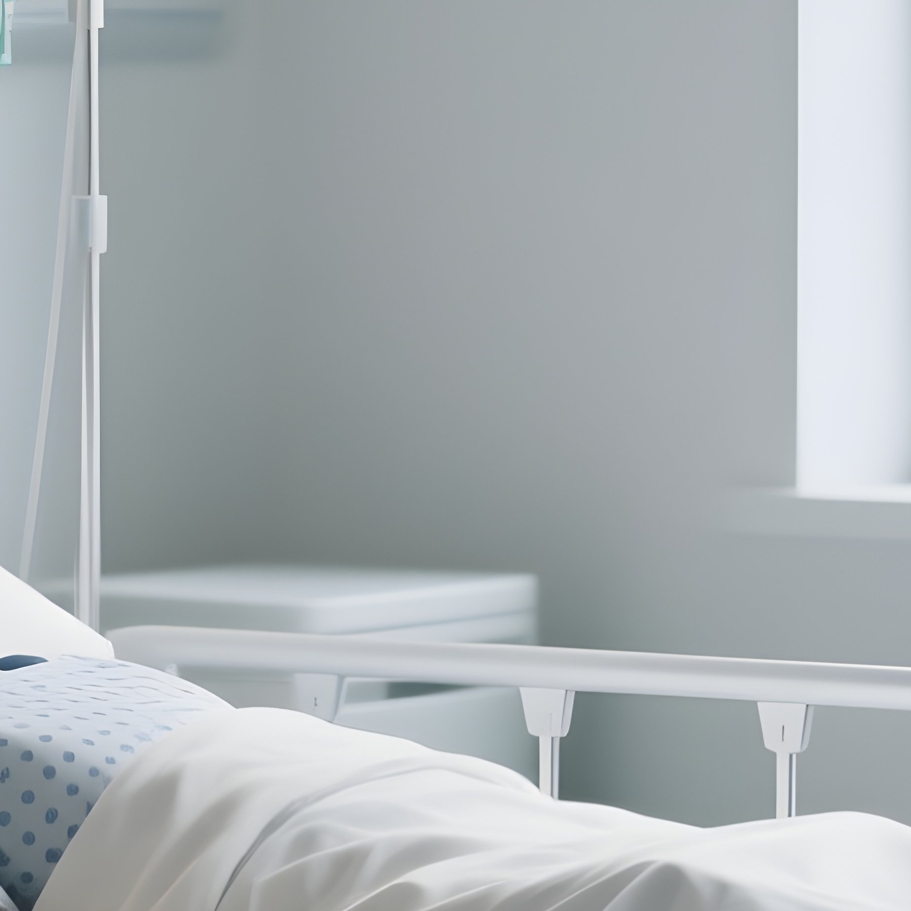 A Patient Resting In A Clean Single Hospital Room With Large Windows - Full Resolution Quality Preview