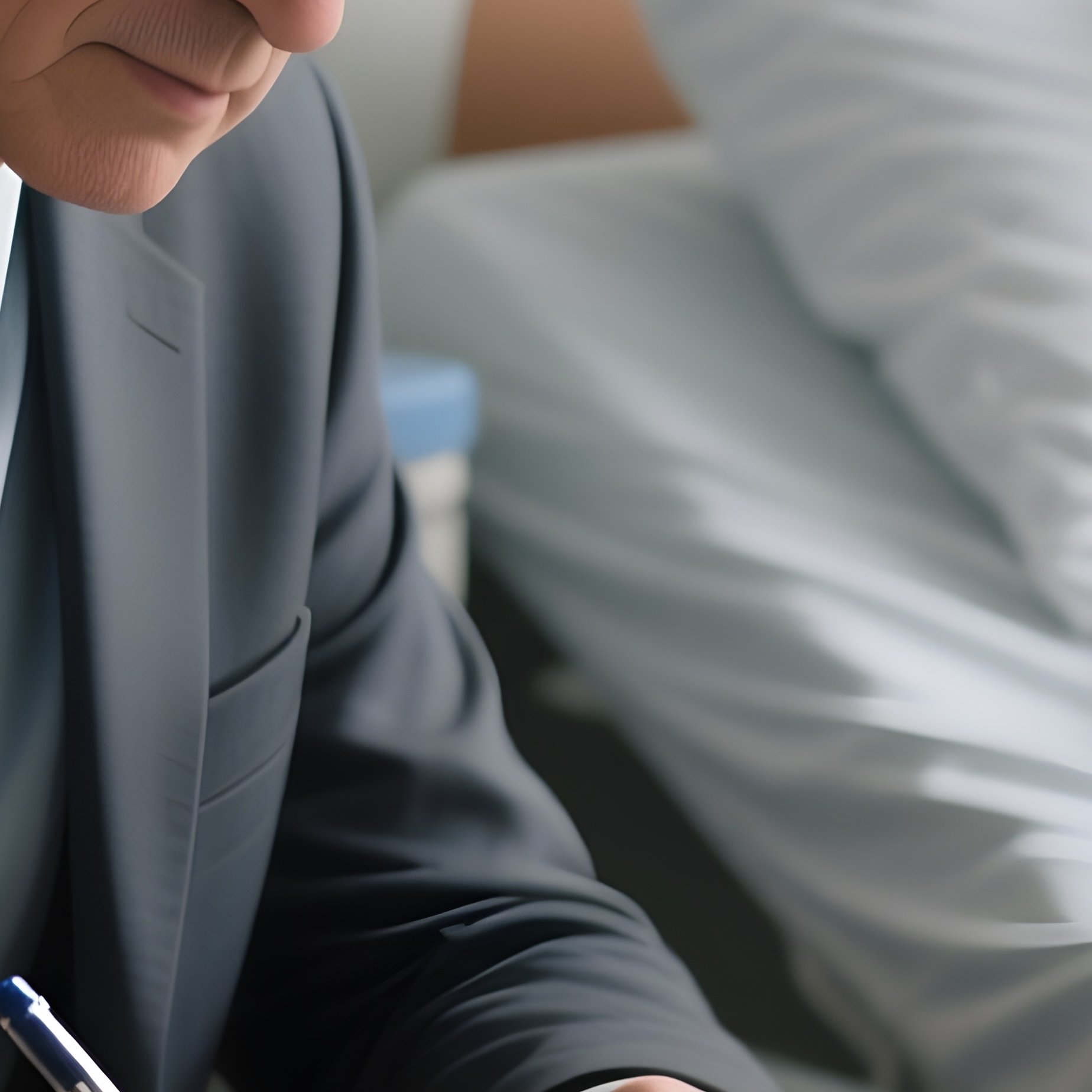 A Patient Signing Consent Forms At A Bedside Table - Full Resolution Quality Preview