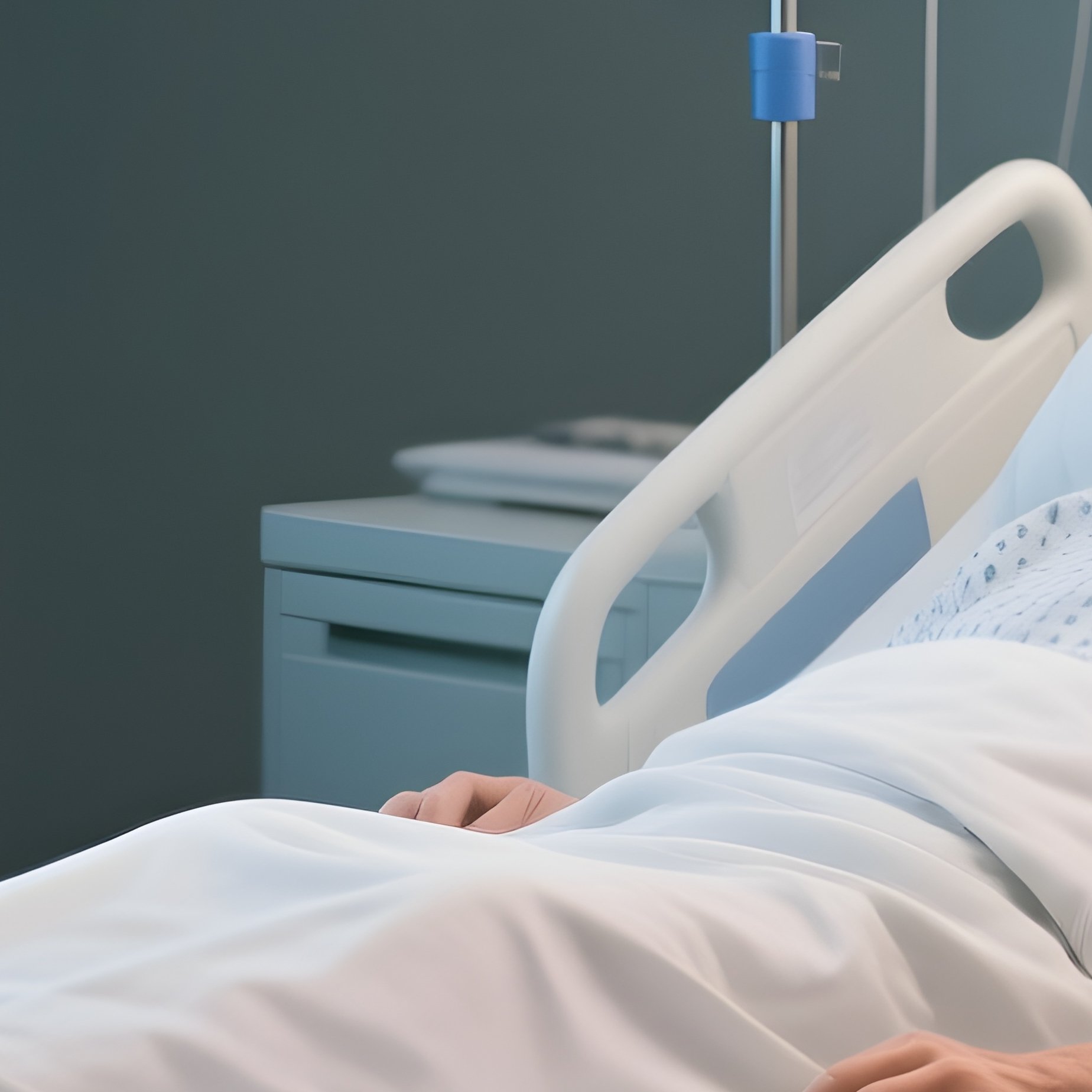 A Patient Watching Television From An Adjustable Hospital Bed - Full Resolution Quality Preview