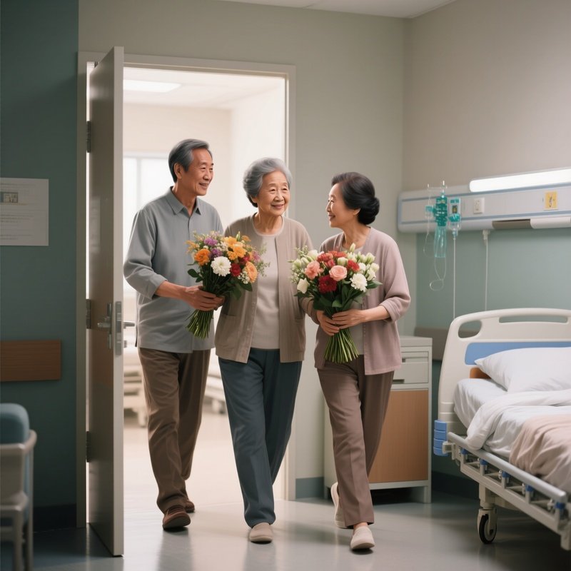 A Patient’S Family Bringing Flowers Into The Room
