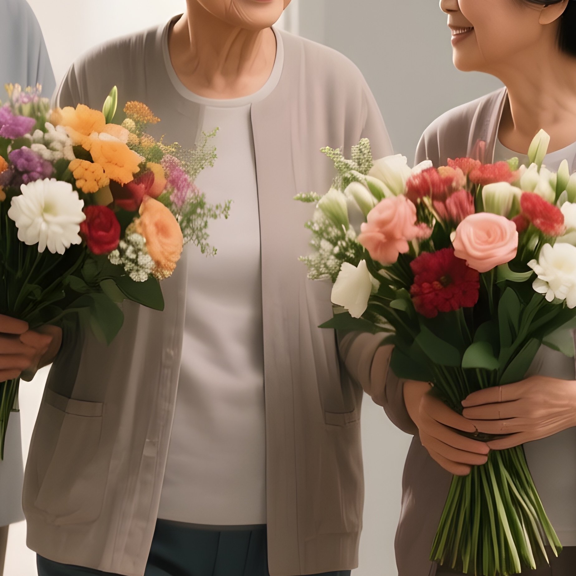A Patient’S Family Bringing Flowers Into The Room - Full Resolution Quality Preview