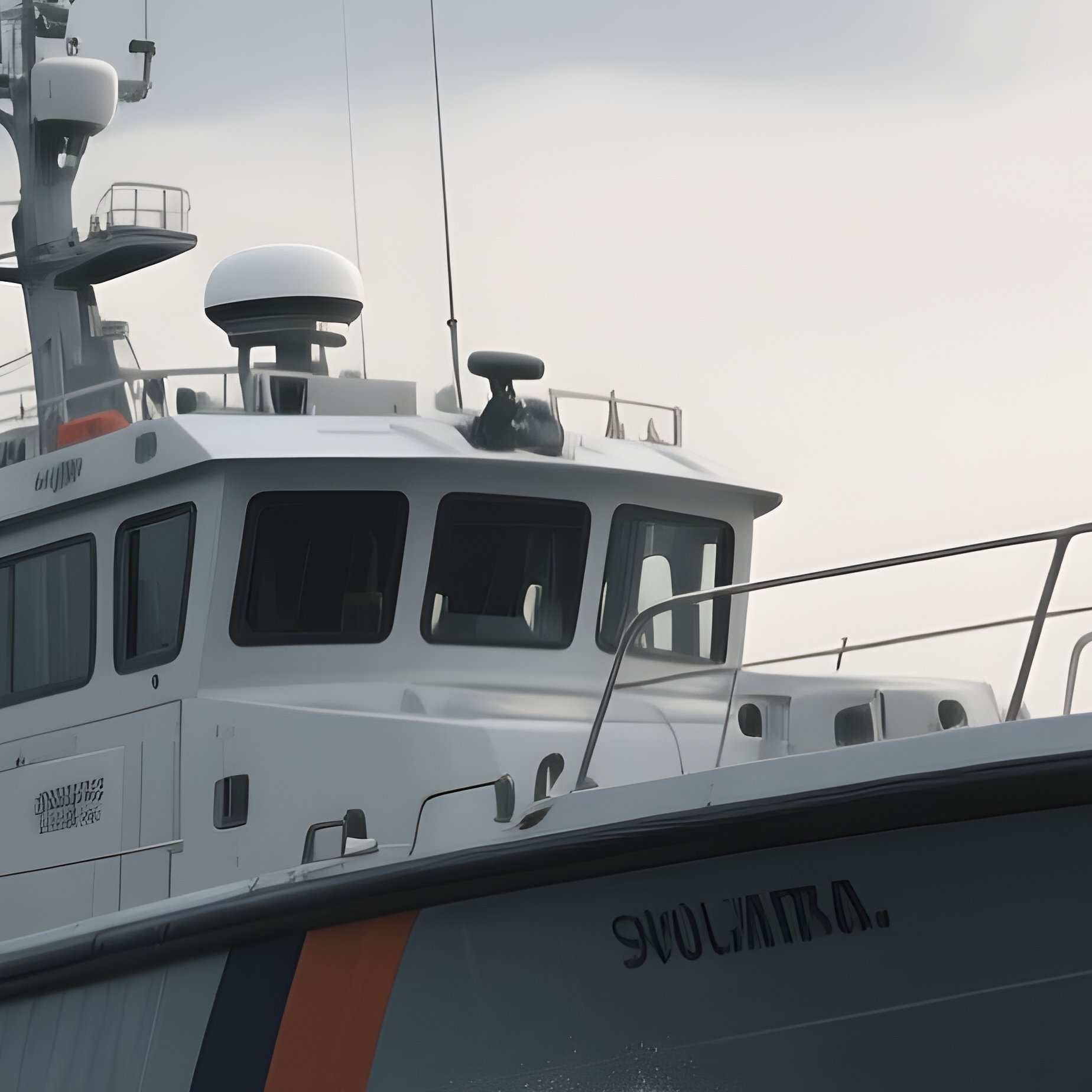 A Patrol Boat Drifting Under Overcast Skies And Moderate Swell - Full Resolution Quality Preview