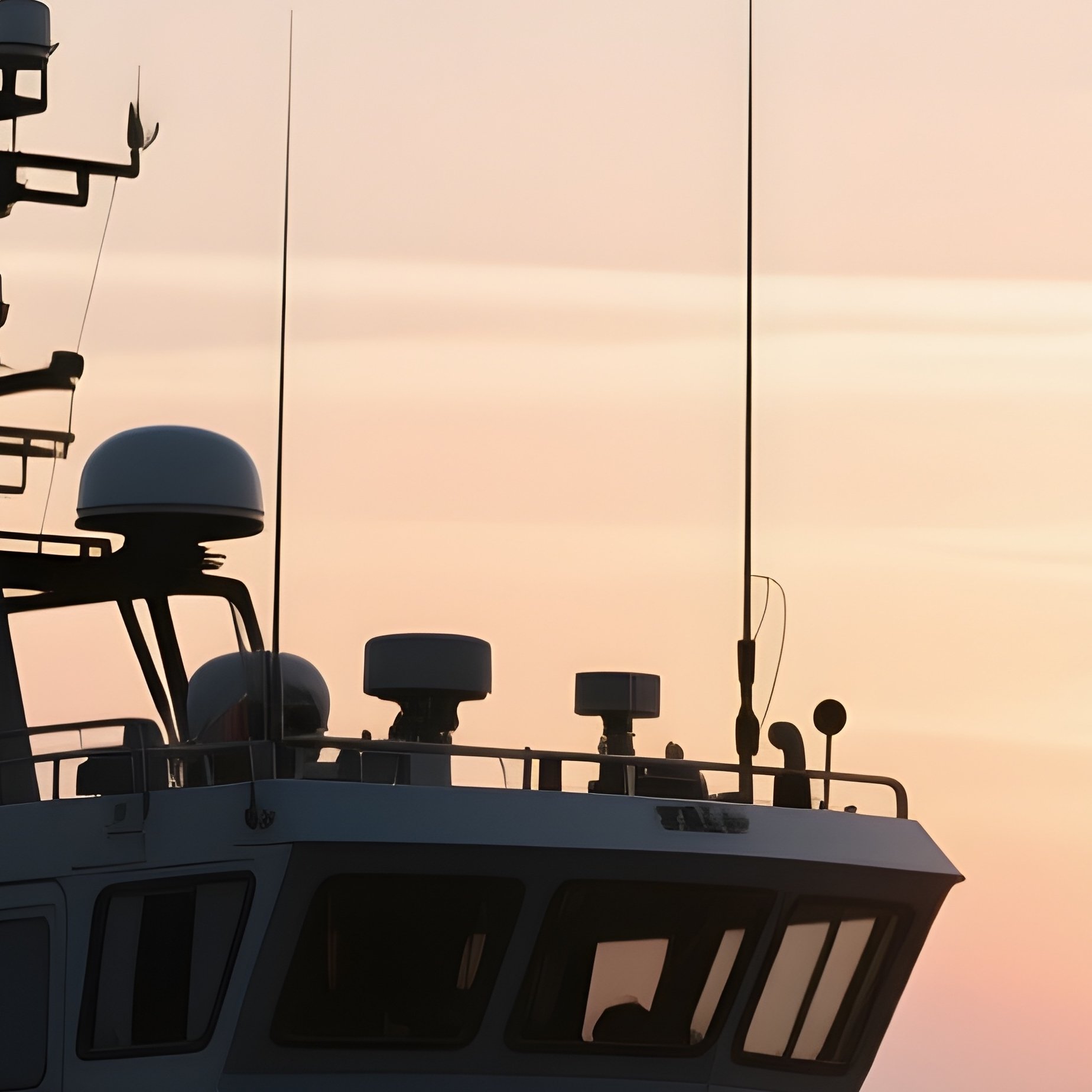 A Patrol Boat Silhouetted Against An Early Sunrise - Full Resolution Quality Preview