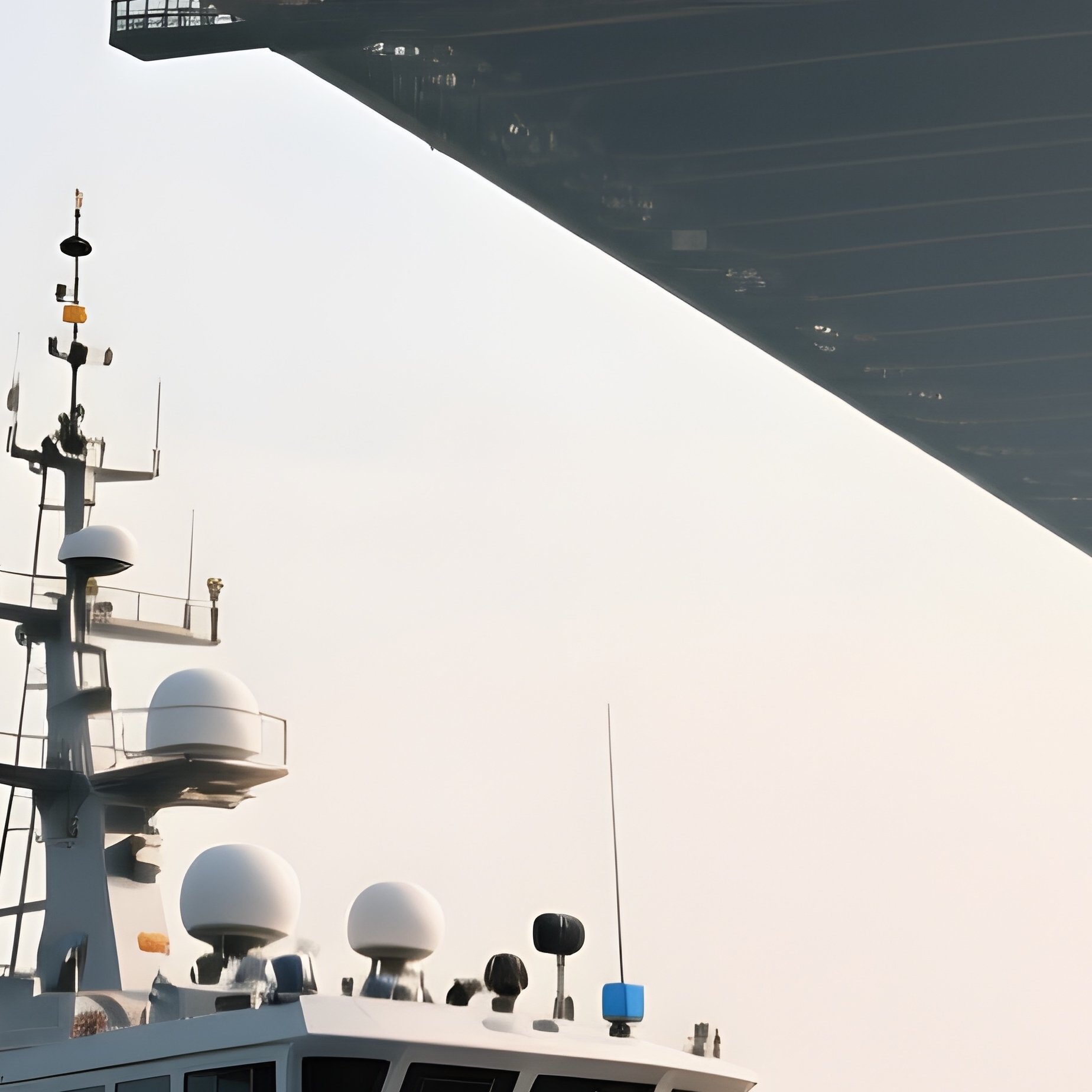 A Patrol Craft Cruising Under A Tall Bridge - Full Resolution Quality Preview