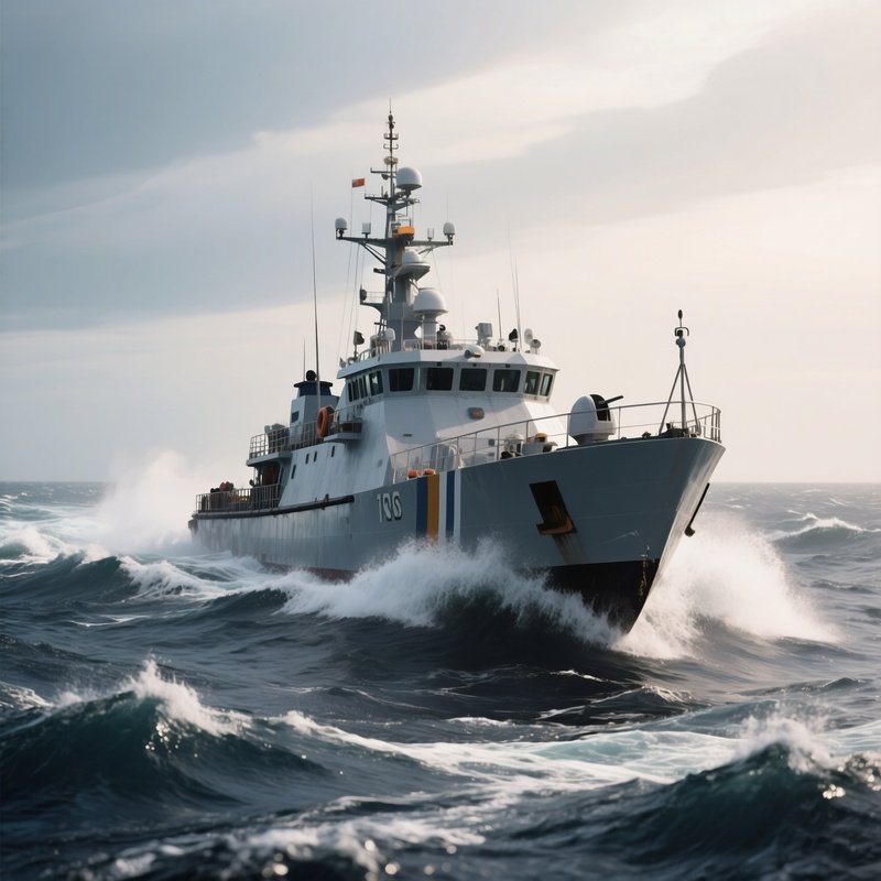 A Patrol Cutter Heading Toward Rough Offshore Waters