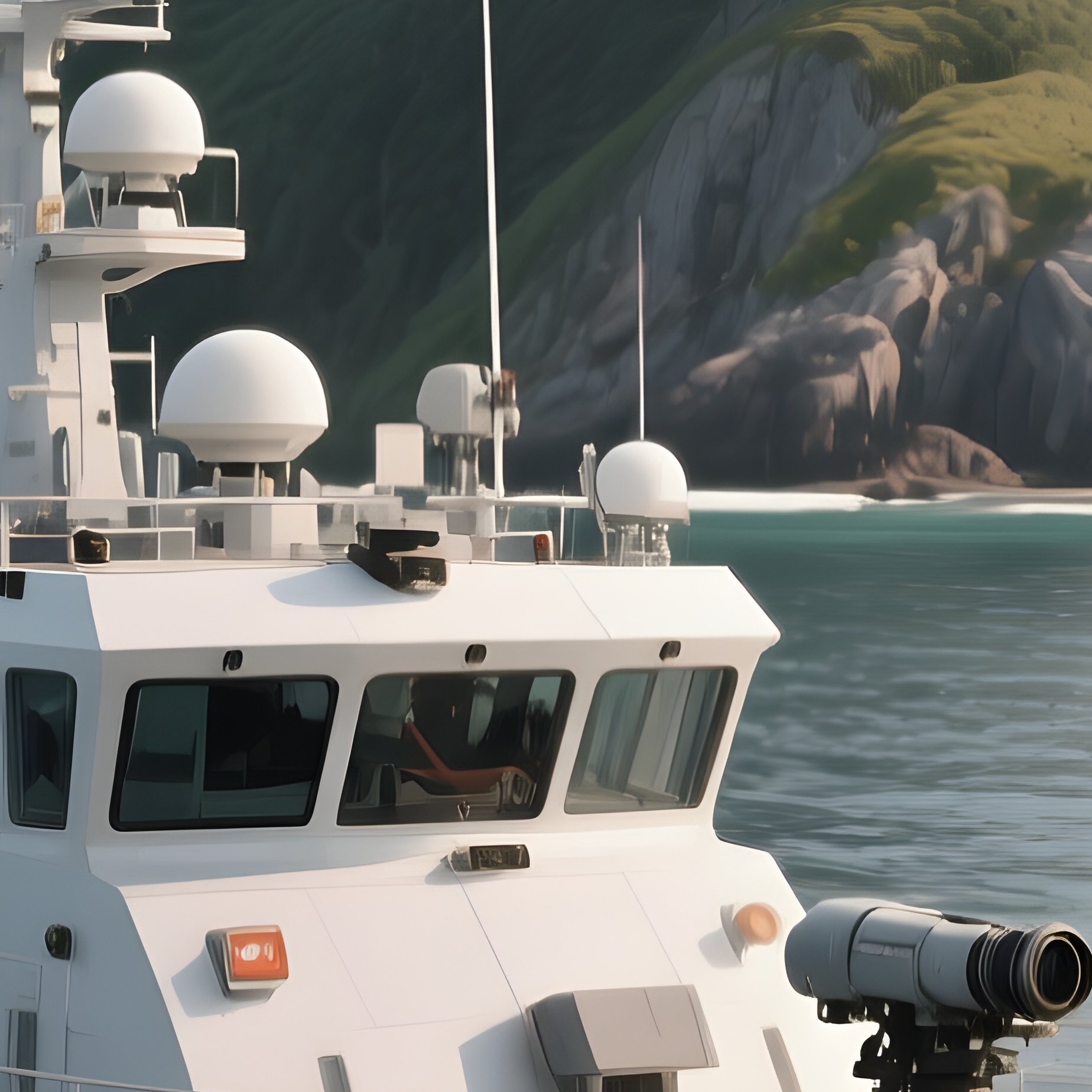 A Patrol Vessel Monitoring Activity Near A Remote Island - Full Resolution Quality Preview