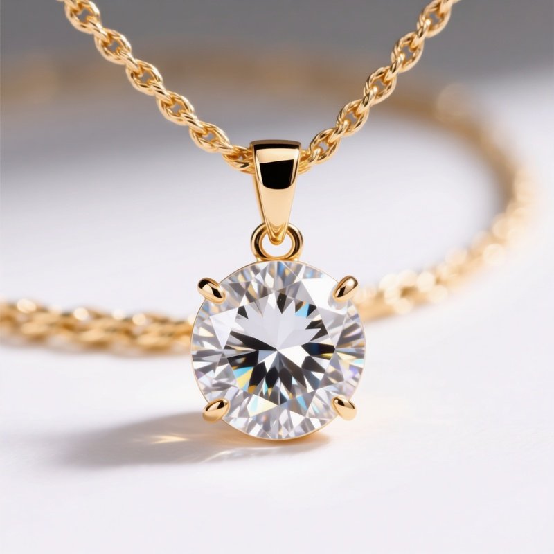 A Pendant Necklace Featuring A Large Crystal Jewelry Necklace