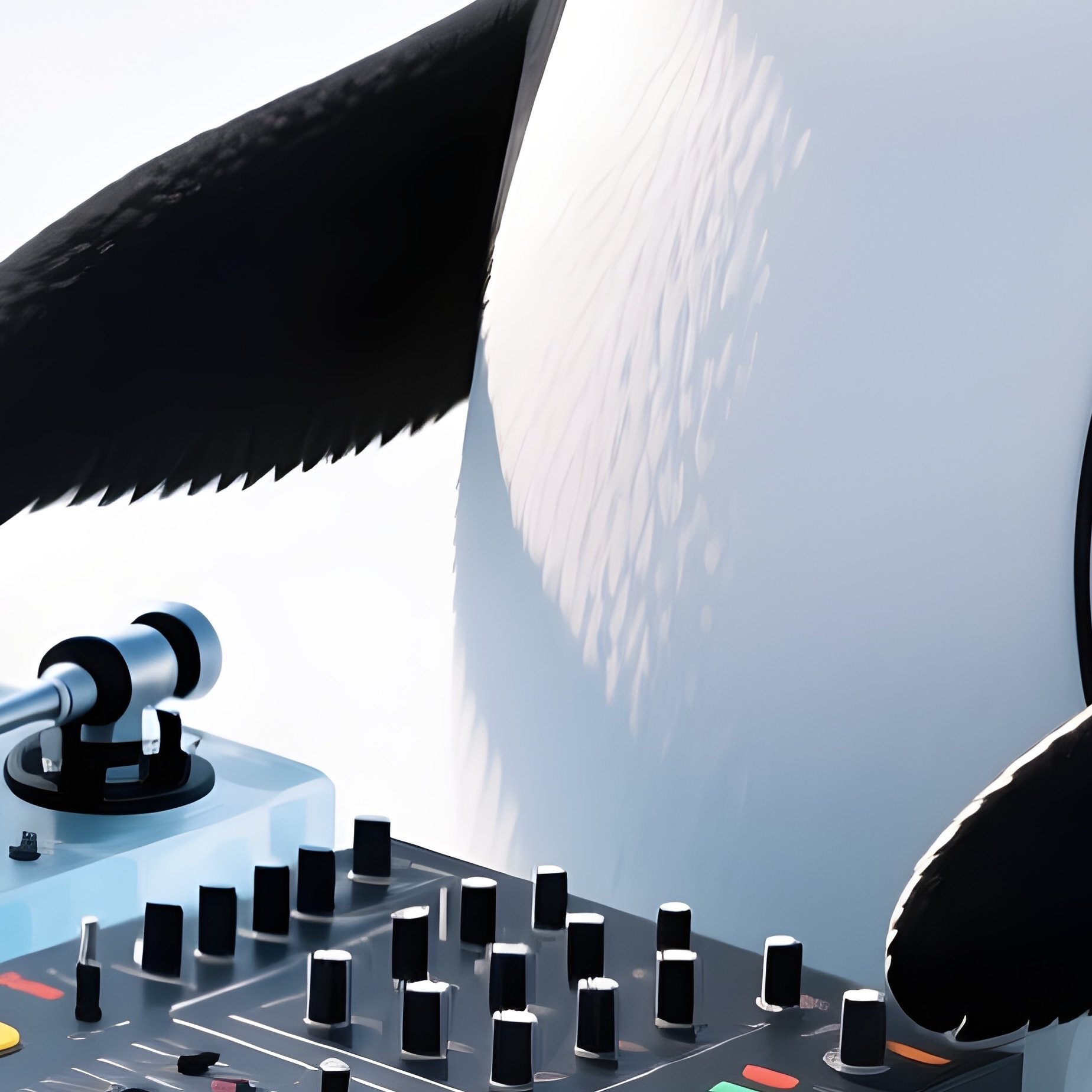 A Penguin Dj Mixing On Vinyl Records Made Of Ice - Full Resolution Quality Preview