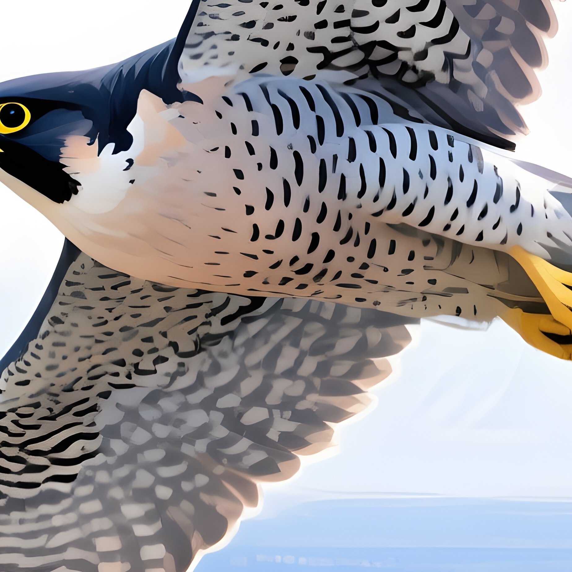 A Peregrine Falcon Circling Gracefully Over The Ocean Digital Art - Full Resolution Quality Preview