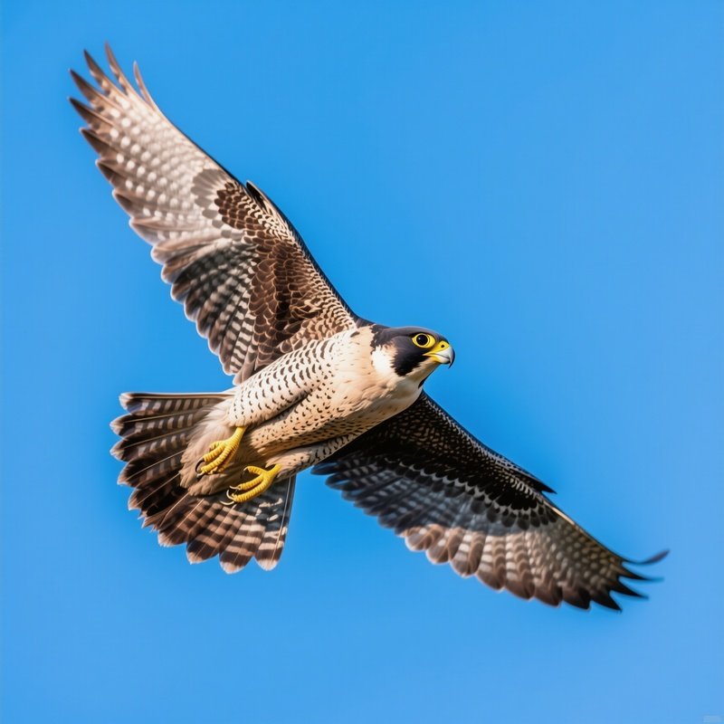 A Peregrine Falcon Spreading Feathers In A Proud Display