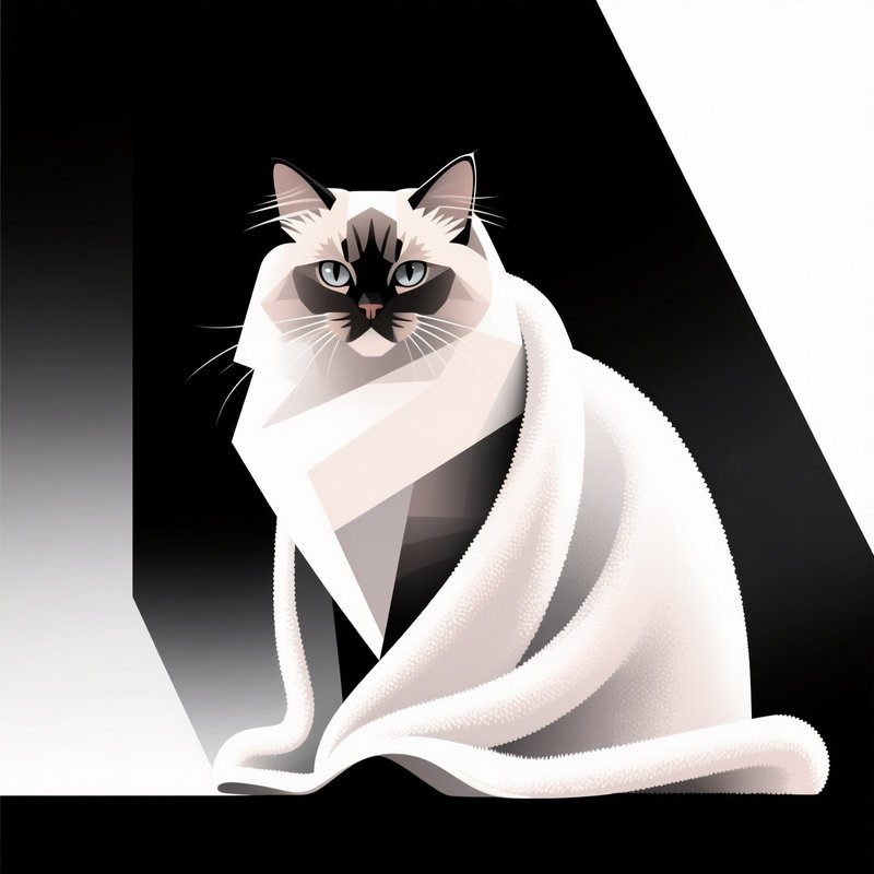 A Persian Cat After A Bath In Digital Art Style