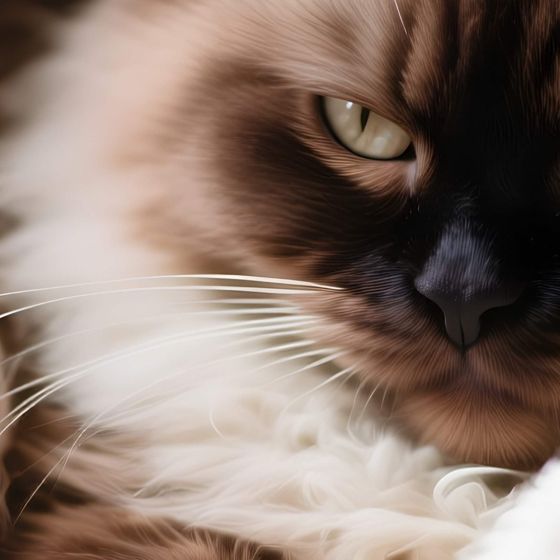 A Persian Cat Cuddled In A Blanket - Full Resolution Quality Preview