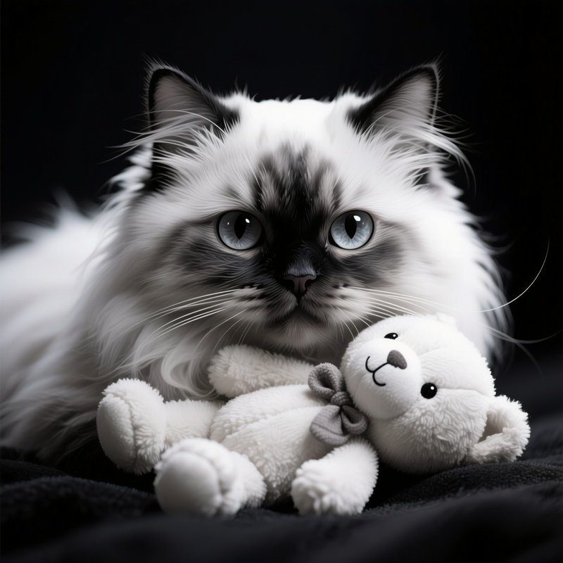 A Persian Cat Head On Stuffed Animal
