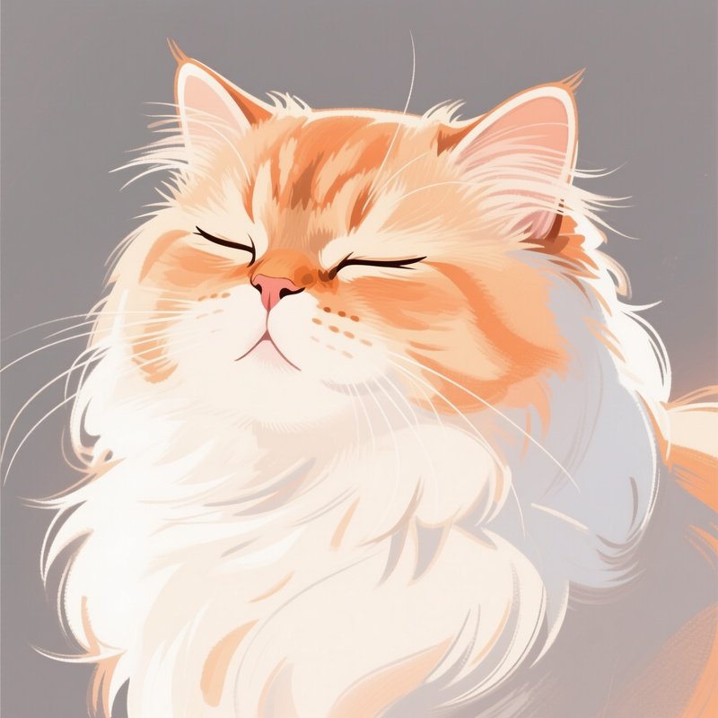 A Persian Cat Illustration With Half Closed Eyes