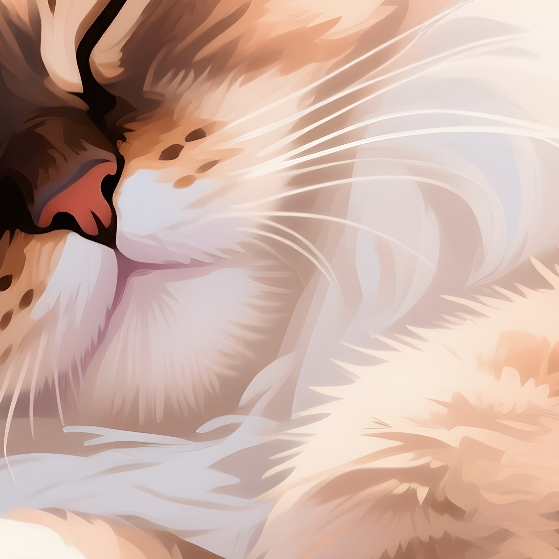 A Persian Cat Laying On Side With Paws Curved In An Illustration - Full Resolution Quality Preview