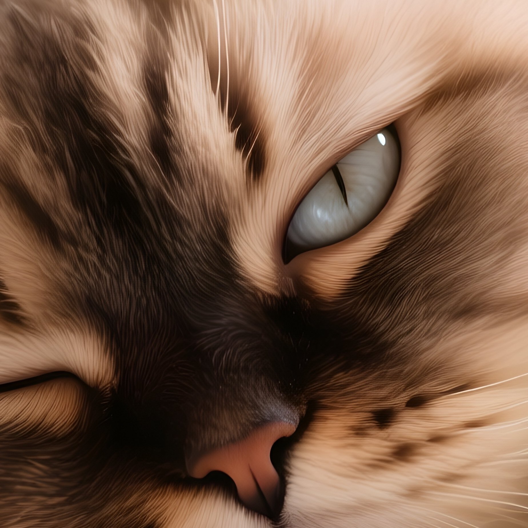 A Persian Cat Napping With One Eye Open - Full Resolution Quality Preview