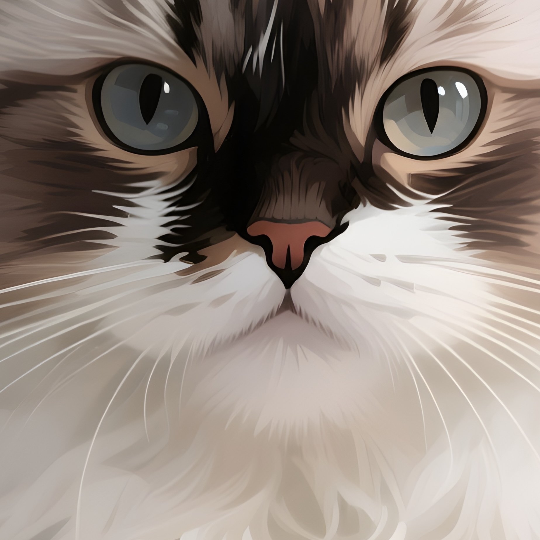 A Persian Cat Peeking Out Under A Blanket In Digital Art - Full Resolution Quality Preview