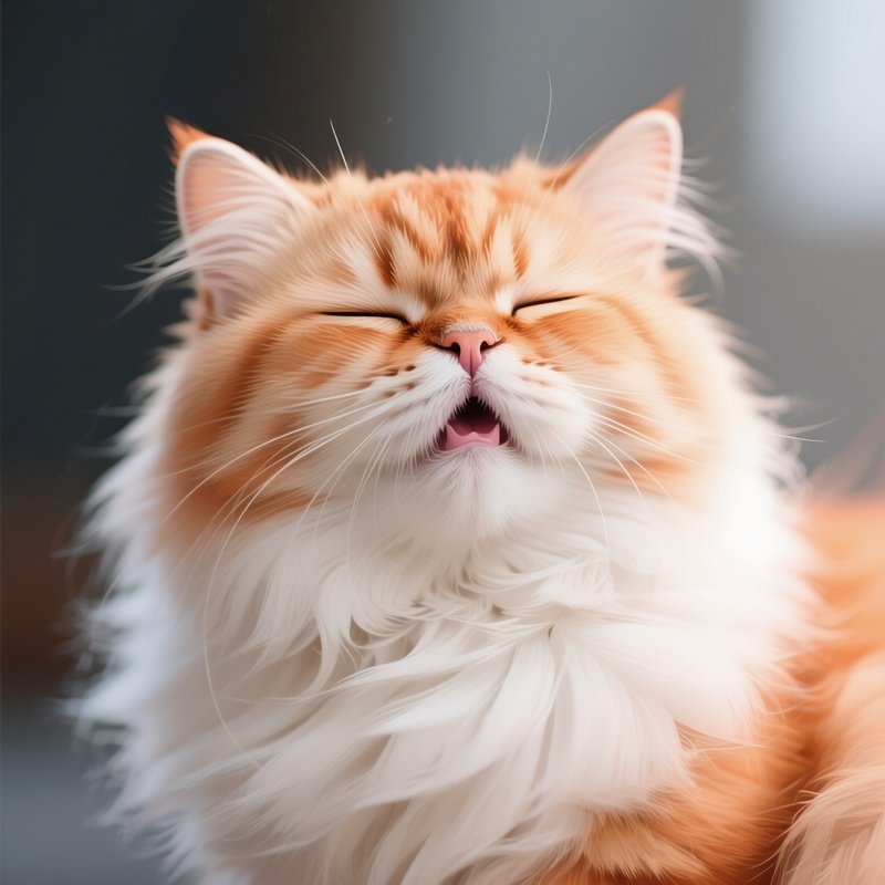 A Persian Cat Purring With Half Closed Eyes