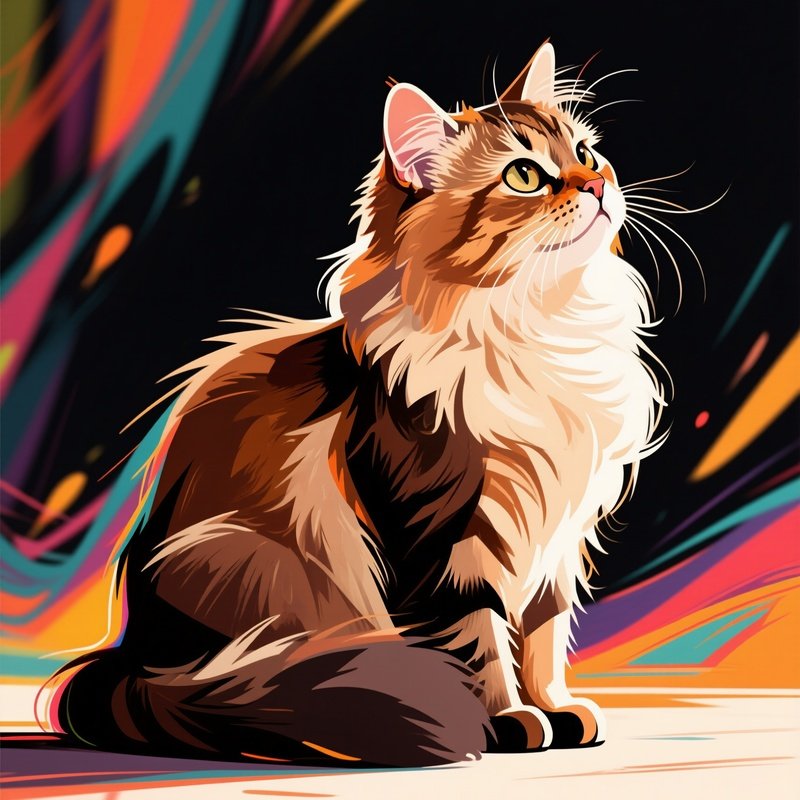 A Persian Cat Sitting With Tilted Head Artwork