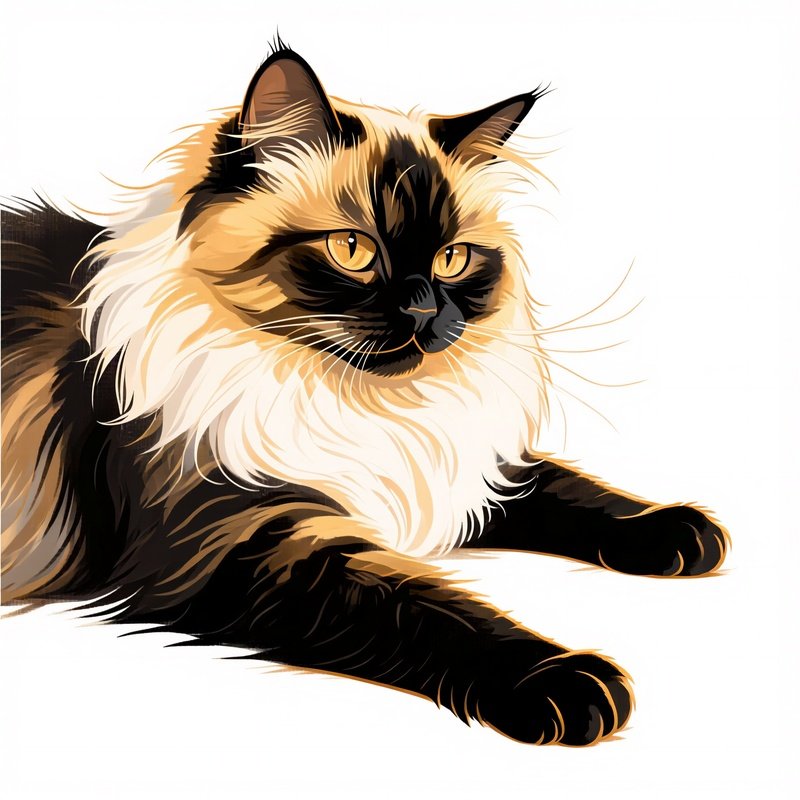 A Persian Cat Stretching One Paw Dramatically In An Illustration