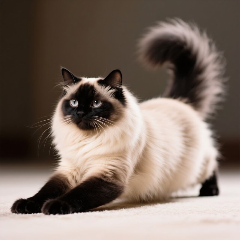 A Persian Cat Stretching With An Arched Back