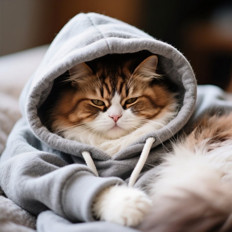 A Persian Cat Wearing A Hoodie