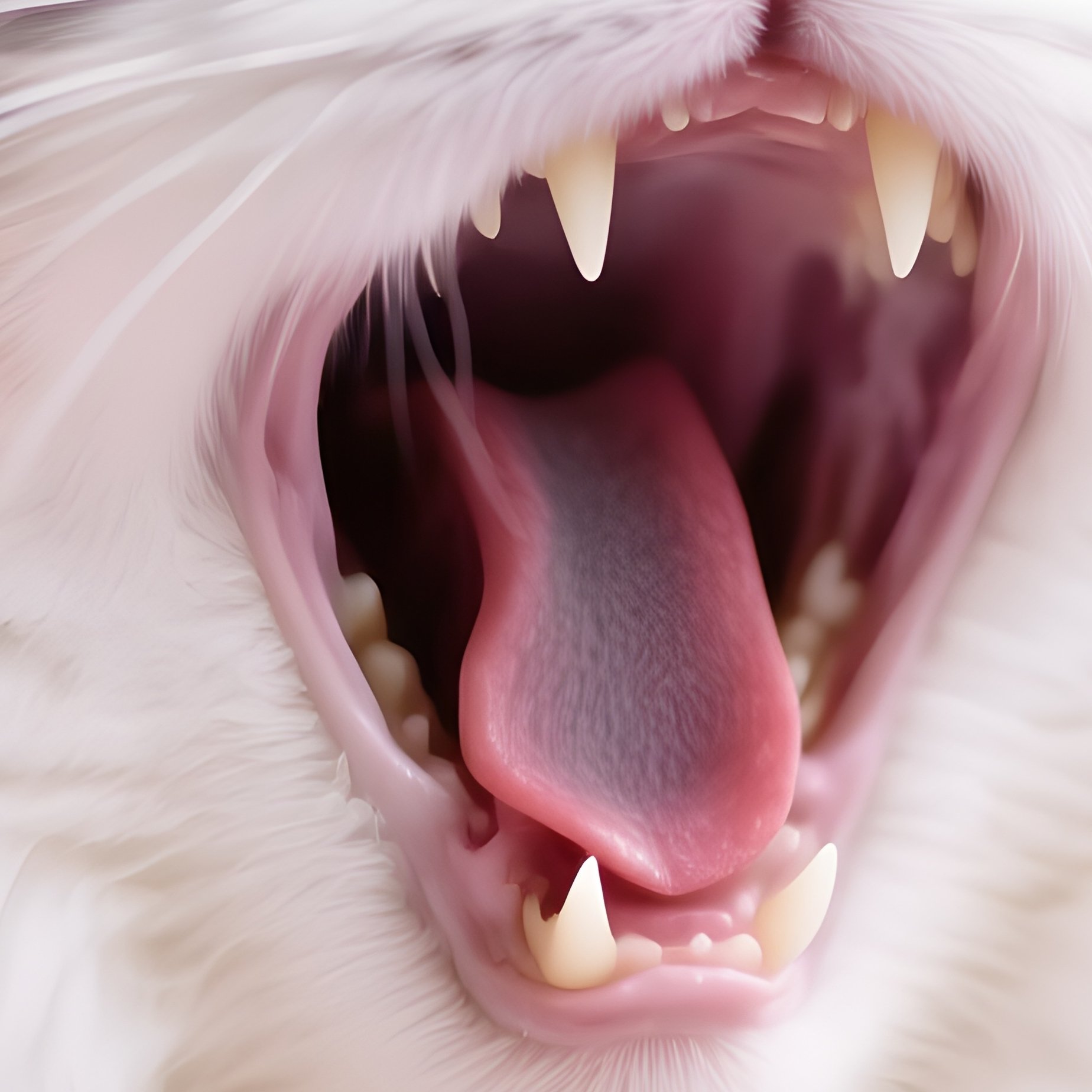 A Persian Cat Yawning Wide Open - Full Resolution Quality Preview