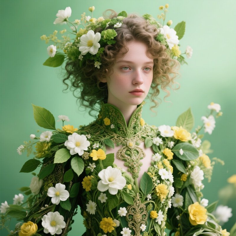 A Person Adorned In An Elaborate Floral Costume Floral Costume