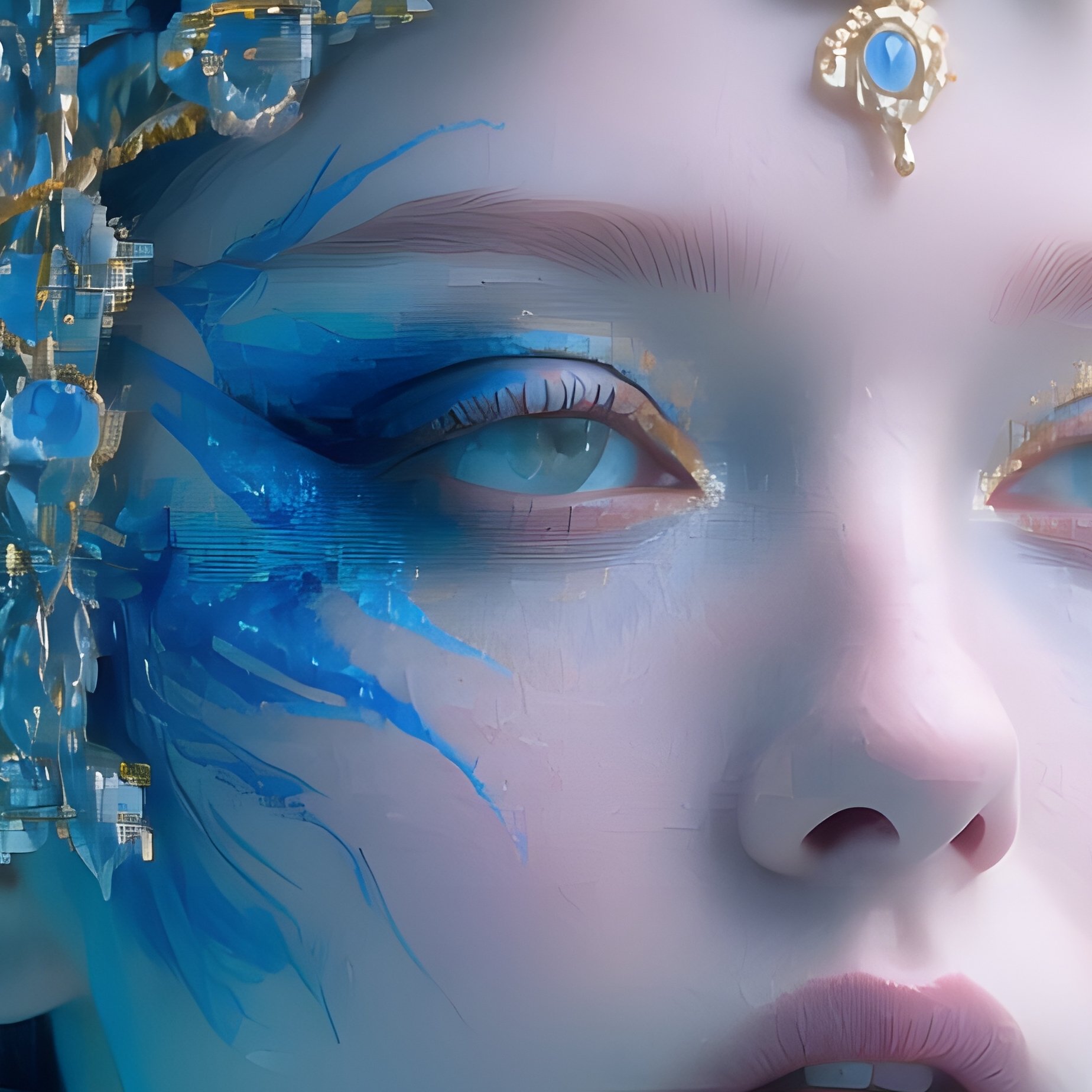 A Person Adorned With Butterfly Like Headwear Digital Art - Full Resolution Quality Preview