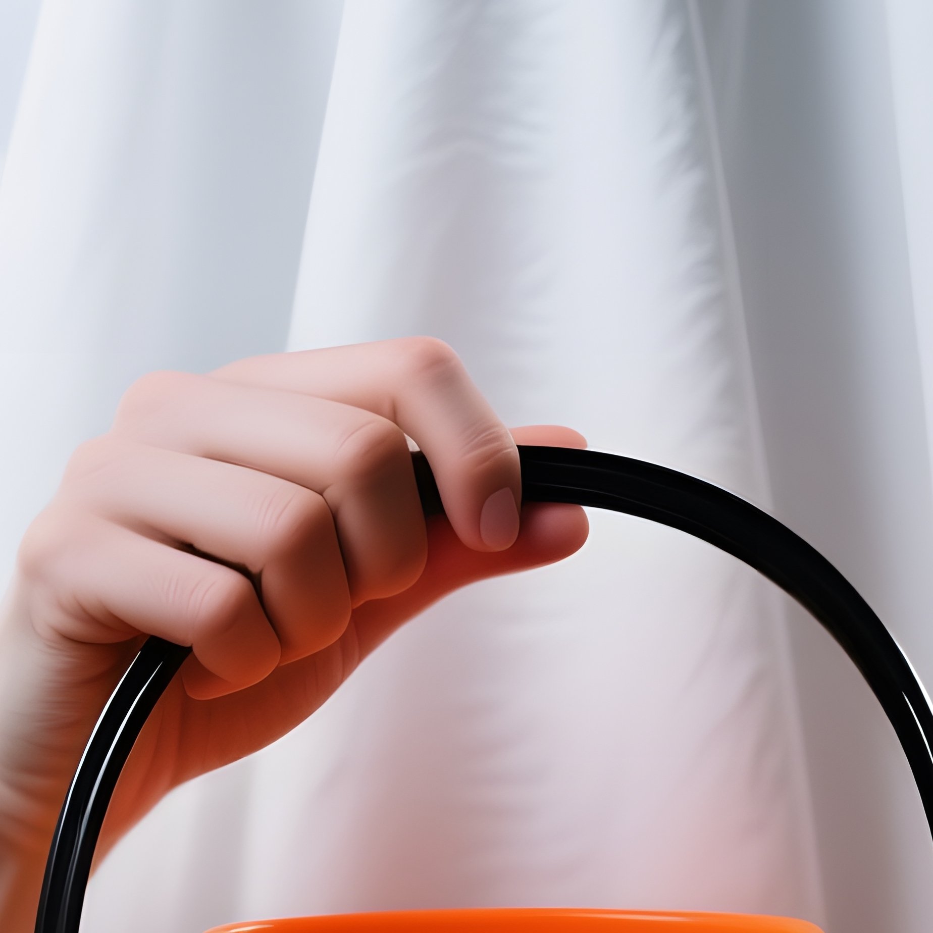 A Person Dressed As A Ghost Holding An Orange Pumpkin Bucket - Full Resolution Quality Preview