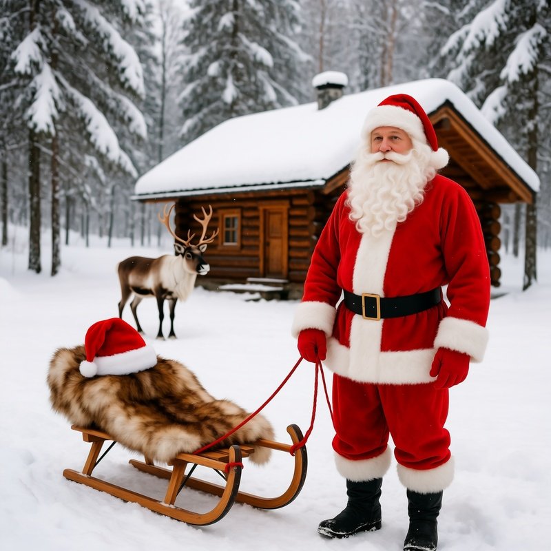 A Person Dressed As Santa Claus Preparing A Sled Christmas Santa