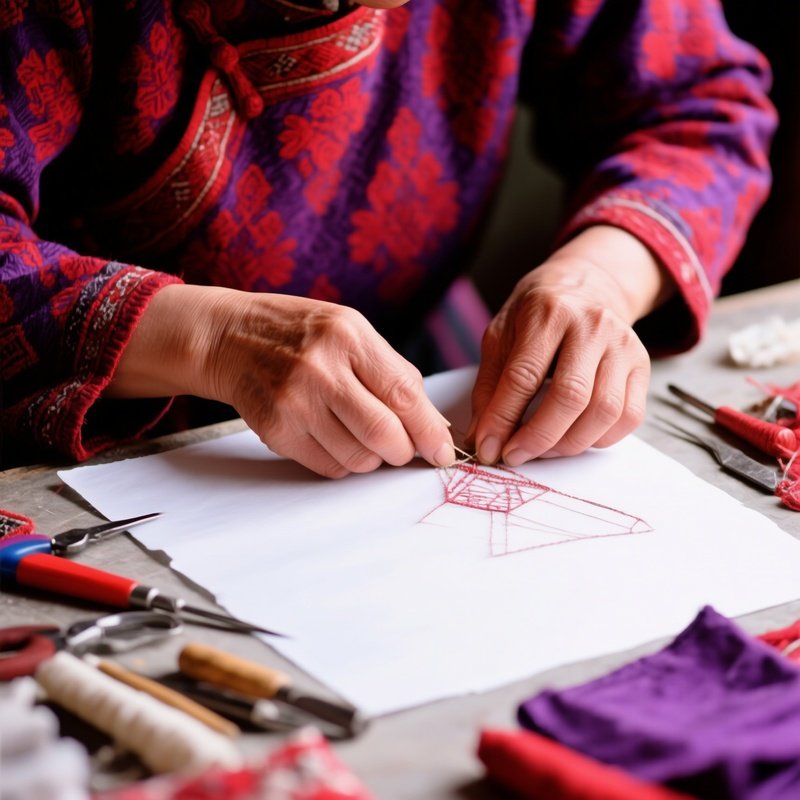 A Person Engaged In A Crafting Activity Crafting Handwork
