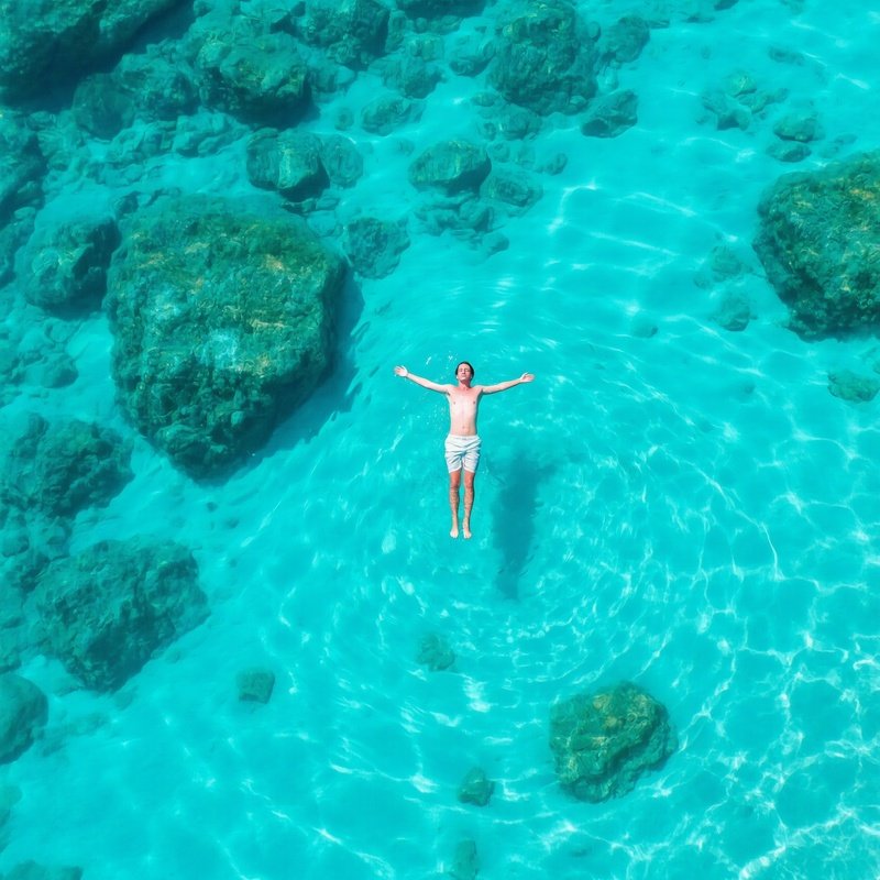 A Person Floating On Water Aerial Photography