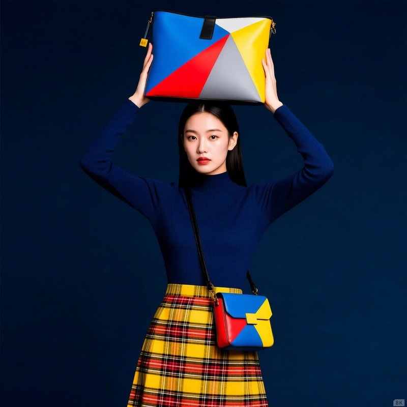 A Person Holding A Colorful Geometric Bag Fashion Geometric Design