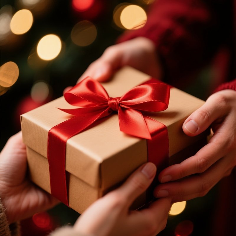 A Person Holding A Wrapped Gift Box Gift Holiday