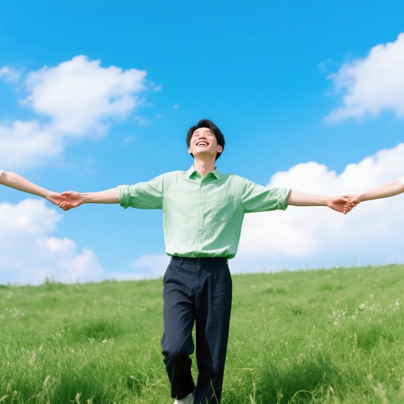 A Person In A Field Holding Hands Outdoors Freedom