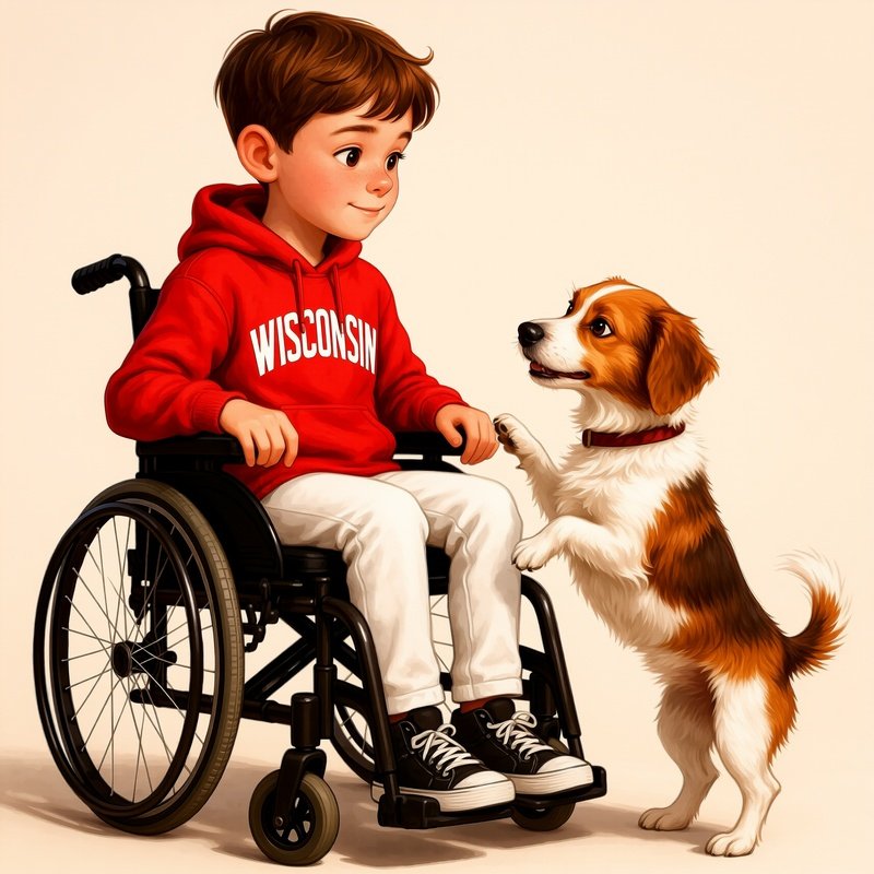 A Person In A Wheelchair Interacting With A Dog Wheelchair Dog