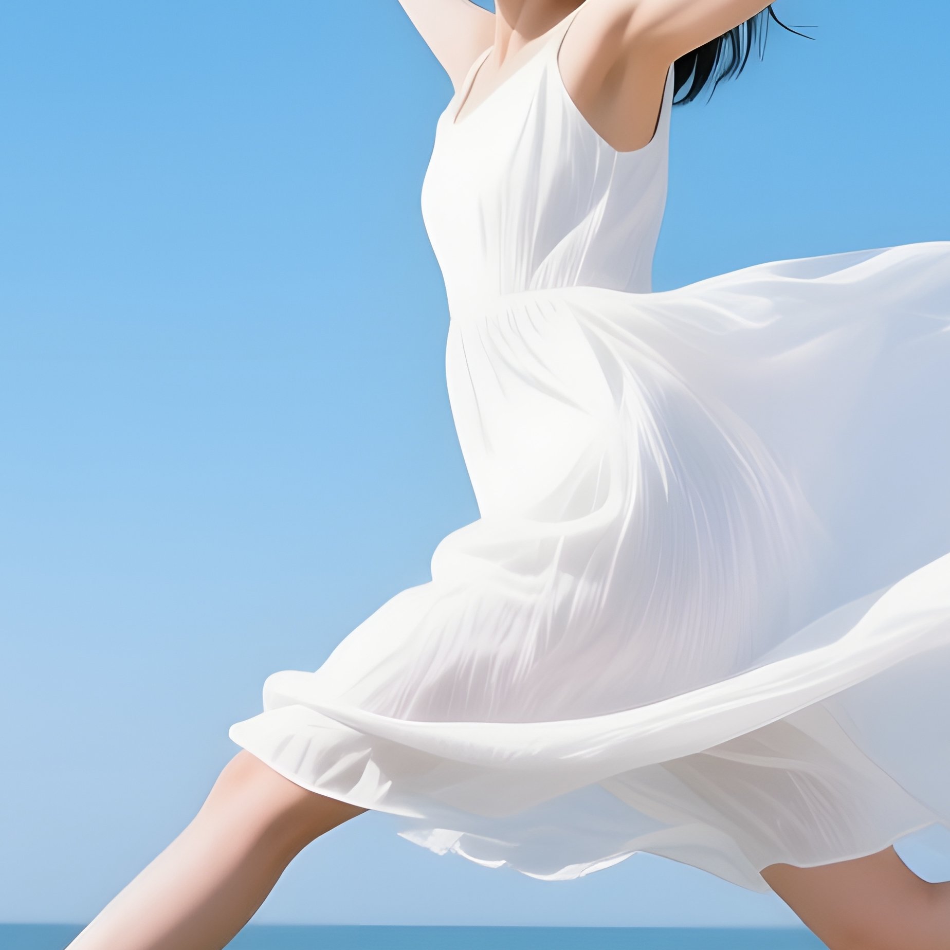 A Person In A White Dress Jumping Over Water Jump Water - Full Resolution Quality Preview
